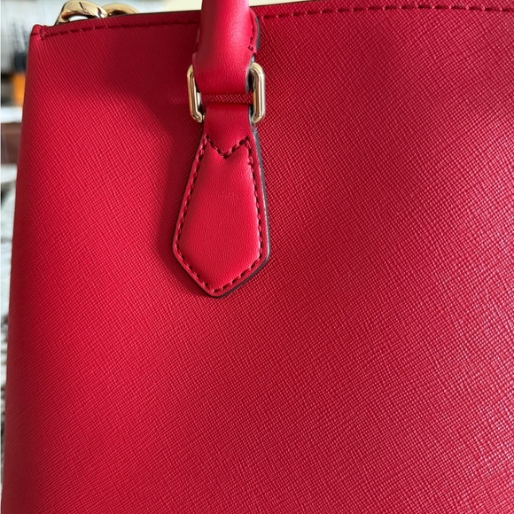 Michael Kors Ruby Satchel Leather Handbag Crimson - Picture 5 of 12